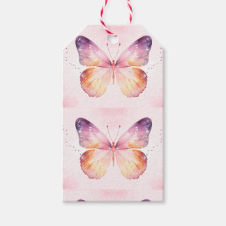 Étiquettes-cadeau Papillon d'art à l'aquarelle