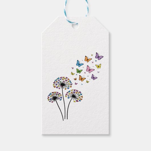 Étiquettes-cadeau Papillon de pissenlit en vol (Devant)