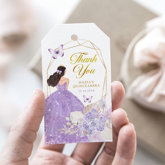 Étiquettes-cadeau Papillon floral violet de Boho Princesa Quinceañer