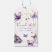 Étiquettes-cadeau Papillon Merci Voltigeant Filleul Violet (Devant)