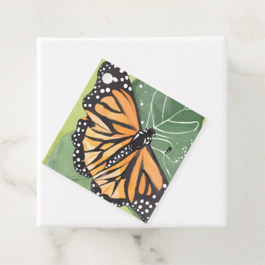 Étiquettes Cadeau Papillon Monarque | Belle Aquarelle (En situation)