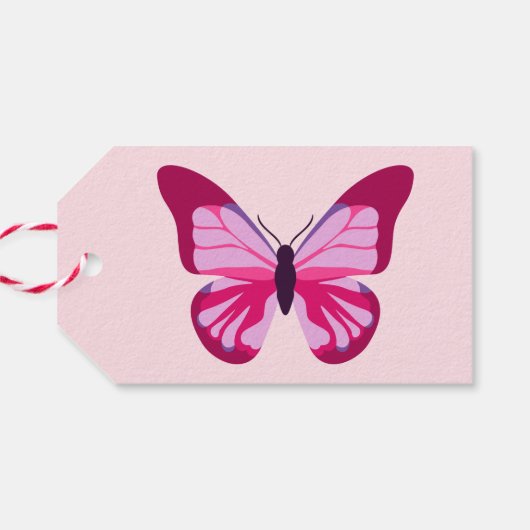 Étiquettes-cadeau Papillon Motif Plutôt rose violet (Dos Horizontal)