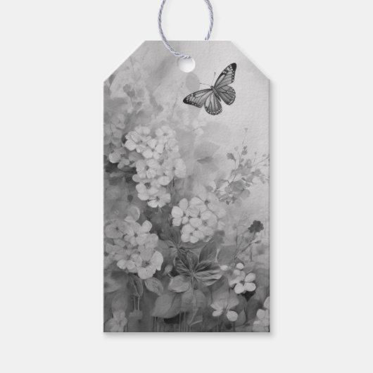 Étiquettes-cadeau Papillon Noir et Blanc (Devant)