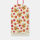 Étiquettes-cadeau Papillon orange moderne du milieu du siècle (Dos)