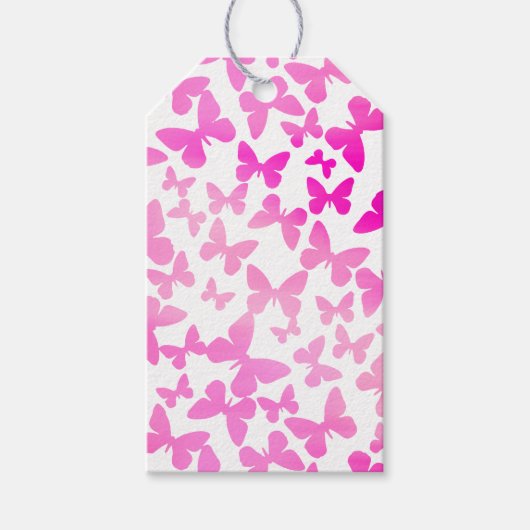 Étiquettes-cadeau Papillon (rose) (Devant)