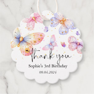 Étiquettes Cadeau Papillon rose pourpre Fille Tous les âges Annivers