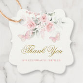 Étiquettes Cadeau Papillon rose Quinceañera (Devant)