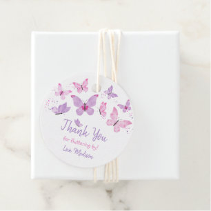 Étiquettes Cadeau Papillon rose violet Anniversaire