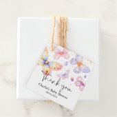 Étiquettes Cadeau Papillon rose violet Baby shower fille (En situation)