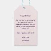 Étiquettes-cadeau Papillon rose violet Fleur Blush Joyeux anniversai (Dos)