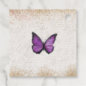 Étiquettes Cadeau Papillon rustique vintage or violet  (Dos)
