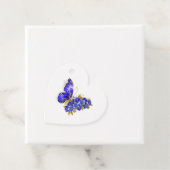 Étiquettes Cadeau Papillon saphir à fleurs (En situation)