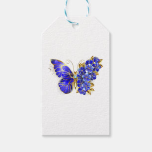 Étiquettes-cadeau Papillon saphir à fleurs