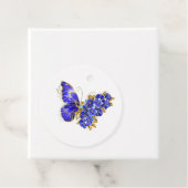 Étiquettes Cadeau Papillon Saphir Fleur (En situation)