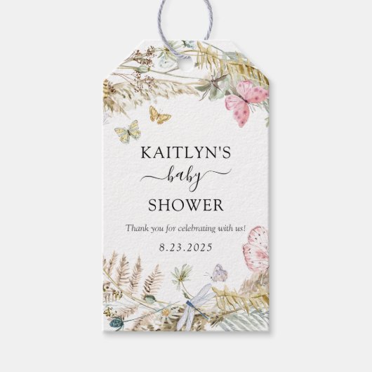 Étiquettes-cadeau Papillon sur le Baby shower Boho Chemin (Devant)