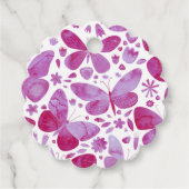 Étiquettes Cadeau Papillons Aquarelle rose (Devant)