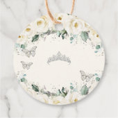 Étiquettes Cadeau Papillons argentés floraux blancs Princesse Tiara (Dos)