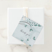 Étiquettes Cadeau papillons bleus floral (En situation)