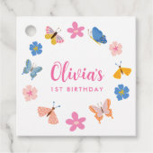 Étiquettes Cadeau Papillons colorés mignons Fête d'anniversaire (Devant)