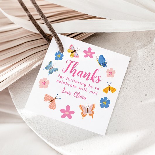 Étiquettes Cadeau Papillons colorés mignons Merci d'anniversaire