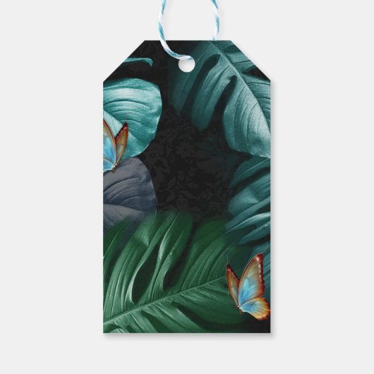 Étiquettes-cadeau Papillons du Paradis/Tropical Turquoise Splash (Dos)
