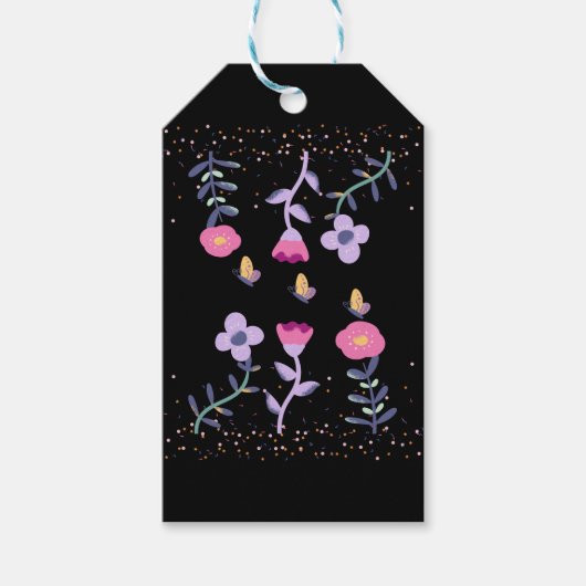 Étiquettes-cadeau papillons et fleurs (Devant)