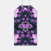 Étiquettes-cadeau Papillons et symétrie des fleurs, violet et bleu (Dos)