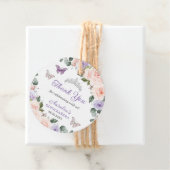 Étiquettes Cadeau Papillons floraux violets chic Couronne argentée (En situation)