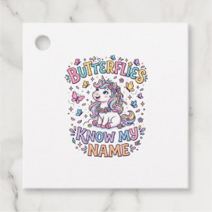 Étiquettes Cadeau Papillons Licorne Connaissent Mon Nom Charmant Art