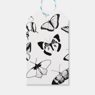 Étiquettes-cadeau Papillons Noir et Blanc Personnalisés