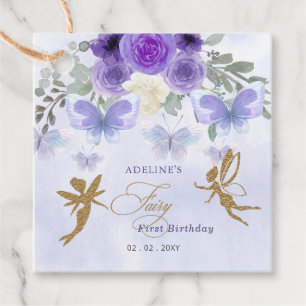 Étiquettes Cadeau Papillons Purple Gold Fairy Premier anniversaire