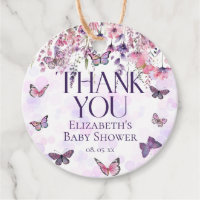 Papillons rose pourpre et Baby shower Fleur sauvag