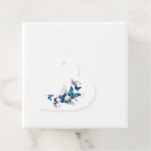 Étiquettes Cadeau Papillons volants bleus Morpho (En situation)