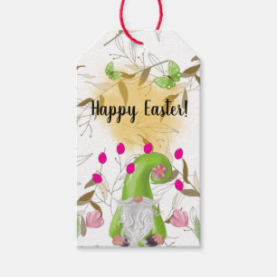 Étiquettes-cadeau Pâques joyeuses avec Bunny, Gnome et Iris