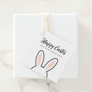 Étiquettes Cadeau Pâques joyeuses oreilles de lapin mignon minimalis
