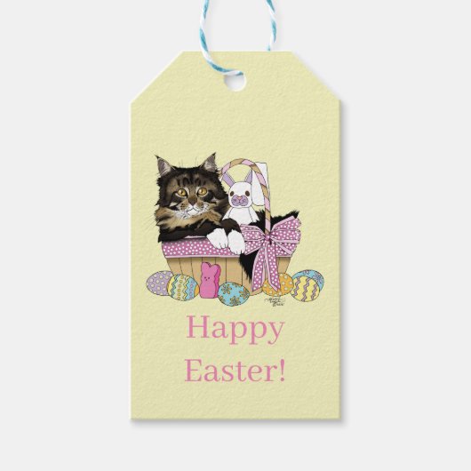 Étiquettes-cadeau Pâques Panier TabbyKitten (Devant)