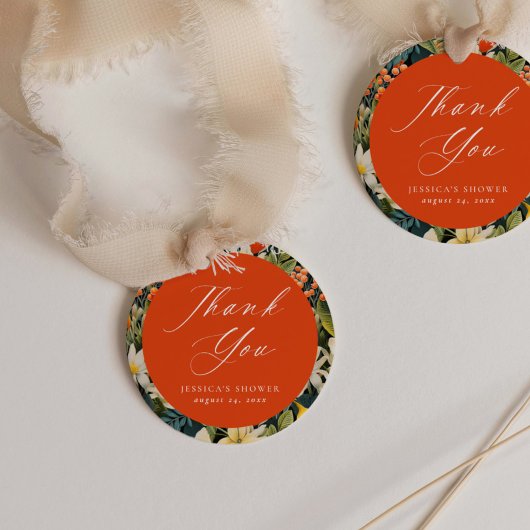 Étiquettes Cadeau Paradis Orange Tropical Merci