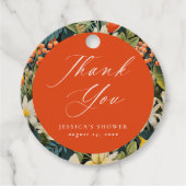 Étiquettes Cadeau Paradis Orange Tropical Merci (Devant)