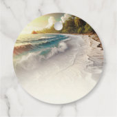 Étiquettes Cadeau Paradise Beach Sunset Rustic Coastal Mariage (Dos)
