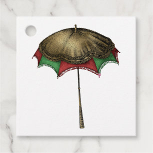 Étiquettes Cadeau Parapluie de Noël vintage et dentelle