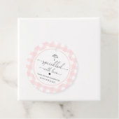 Étiquettes Cadeau Parapluie Rose En vichy Parsemé D'Amour (En situation)