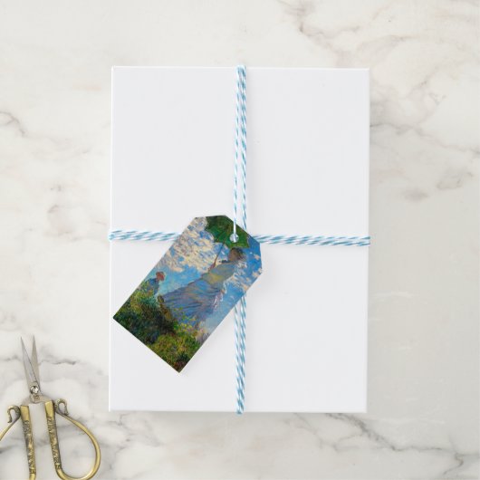 Étiquettes-cadeau Parasol Monet Femme Impressionnisme (Avec de laficelle)