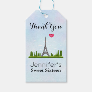 Étiquettes-cadeau Paris avec Sweet sixteen Tour Eiffel