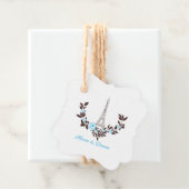 Étiquettes Cadeau Parisian-inspired in Blue with à Romantic Wreath (En situation)
