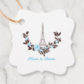 Étiquettes Cadeau Parisian-inspired in Blue with à Romantic Wreath (Devant)
