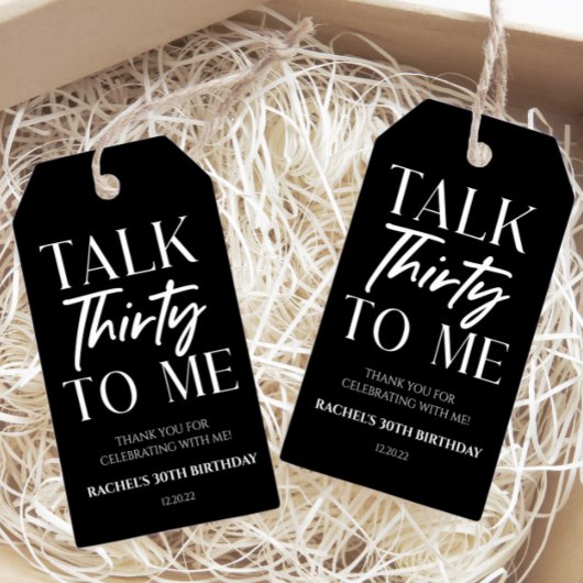 Étiquettes-cadeau Parlez au minimum trente à moi 30e anniversaire Fa