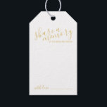 Étiquettes-cadeau "Partager une mémoire" Mariage de script moderne G<br><div class="desc">Ajoutez une touche personnelle à votre mariage avec un conseil de mariage de script moderne et une carte d'étiquette de voeux. Cette carte de balise comporte le titre "partager une mémoire" en or style de police script moderne et des détails en or style de police sans serif moderne sur arrière...</div>