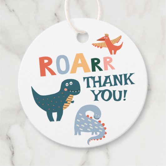 Étiquettes Cadeau Parti Anniversaire de enfant de Cute Dinosaur (Devant)