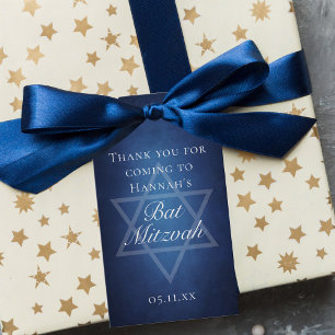 Étiquettes-cadeau Parti Bat mitzvah moderne Blue Star de David Custo