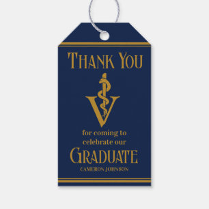 Étiquettes-cadeau Parti de graduation de l'école vétérinaire Blue Go